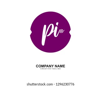 PI Initial Handwriting Logo Template Vector