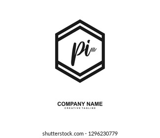 PI Initial Handwriting Logo Template Vector