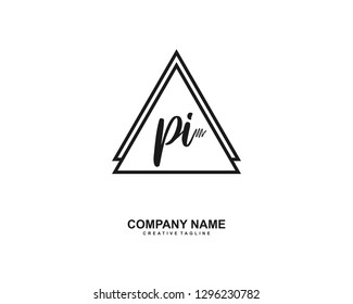 PI Initial Handwriting Logo Template Vector