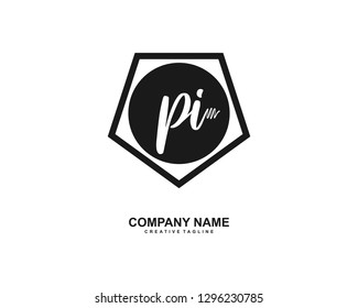 PI Initial Handwriting Logo Template Vector
