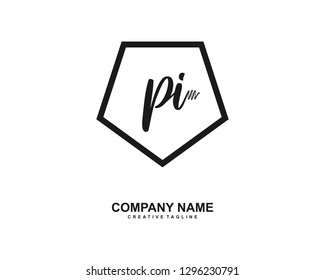 PI Initial Handwriting Logo Template Vector