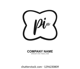 PI Initial Handwriting Logo Template Vector