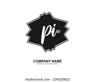 PI Initial Handwriting Logo Template Vector