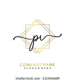 PI Initial Handwriting logo template vector