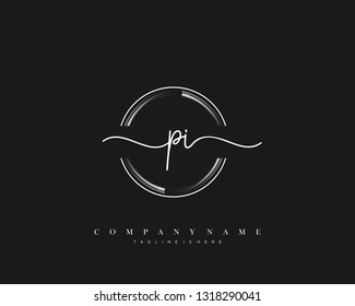 PI initial handwriting logo template vector