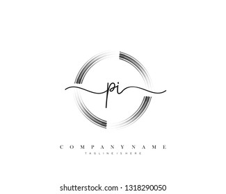 PI initial handwriting logo template vector