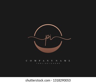 PI initial handwriting logo template vector