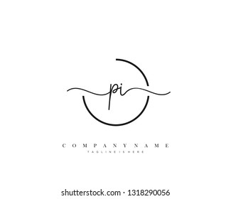 PI initial handwriting logo template vector