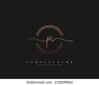 PI initial handwriting logo template vector
