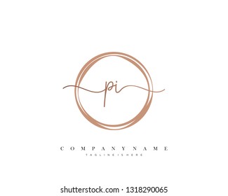 PI initial handwriting logo template vector