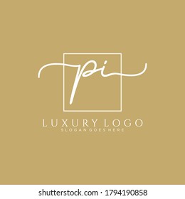 PI Initial handwriting logo template vector