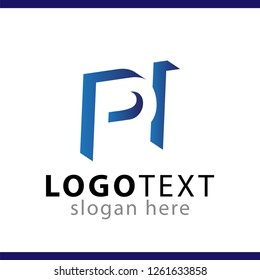 PI initial letter with negative space logo icon vector template
