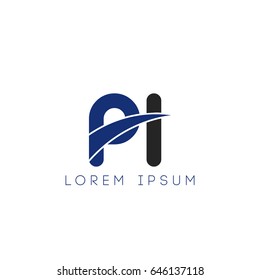 pi initial letter uppercase logo blue and black