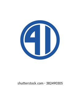 PI initial letters circle business logo blue