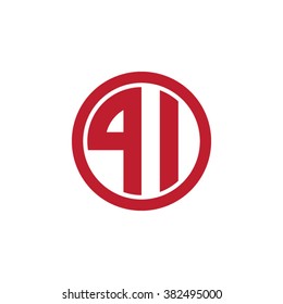PI initial letters circle business logo red