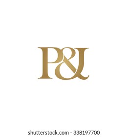 P&I Initial logo. Ampersand monogram golden logo