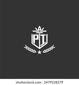 PI initial monogram brand logo design for crown vector image