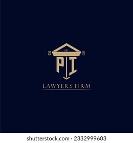 logotipo inicial de la firma de certificados de monograma con diseño de pilar