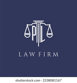 PI initial monogram for lawfirm logo with scales vector image