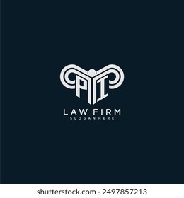 PI initial monogram logo lawfirm with pillar design