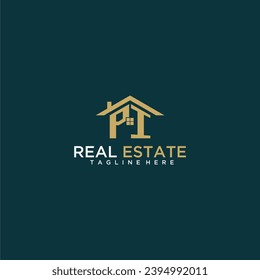 PI initial monogram logo for real estate with home shape creative design