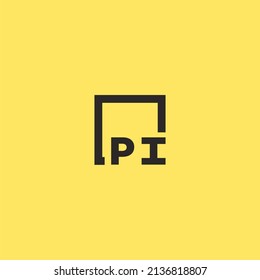 PI initial monogram logo with square style design