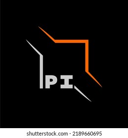 PI initial monogram technologi logo with square style design