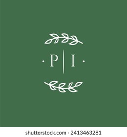 PI initial monogram wedding with creative design