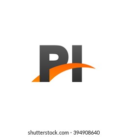 PI initial overlapping swoosh letter logo black orange