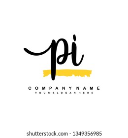 PI initial signature logo. handwriting logo template vector,