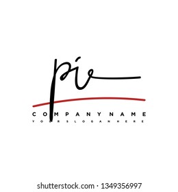 PI initial signature logo. handwriting logo template vector,