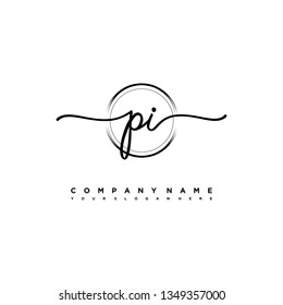 PI initial signature logo. handwriting logo template vector,