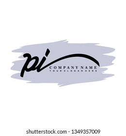 PI initial signature logo. handwriting logo template vector,