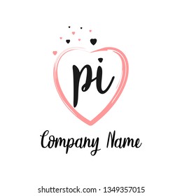 PI initial signature logo. handwriting logo template vector,