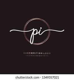 PI initial signature logo. handwriting logo template vector,