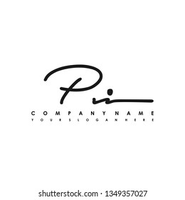 PI initial signature logo. handwriting logo template vector,