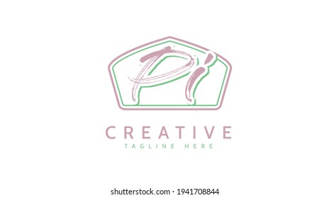 PI Initials, handwriting logo vector