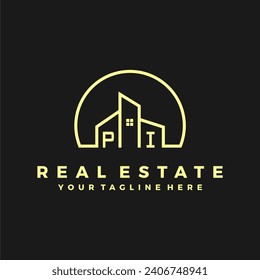 PI initials homes modern building company logo vector.eps