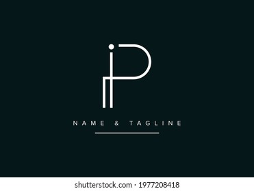 PI or IP Abstract initial monogram letter alphabet logo