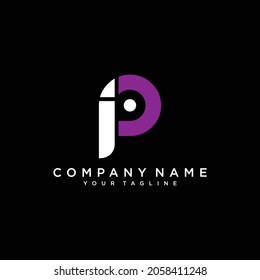 PI Or IP Logo Design Simple Modern Template.