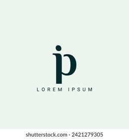 Plantilla de monograma abstracto del logotipo del vector IP P I de PI