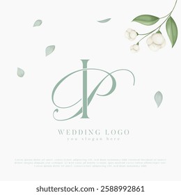 PI, IP Wedding Monogram Initial Letters Logo