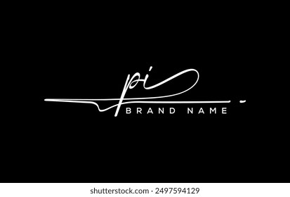 PI letter beauty handwriting vector logo. 