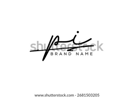 PI letter elegant cursive signature beauty handwriting logo.