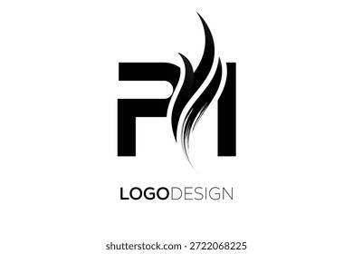 PI Letter Monogram Logo with Artistic Brush Stroke for Modern Brand Identity