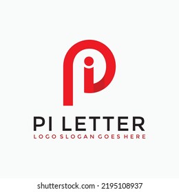 PI letter red logo vector image