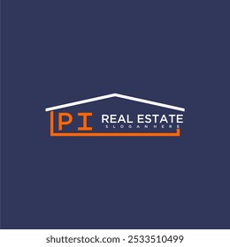 PI letter roof shape logo for real estate with house icon design