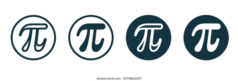 Pi line vector icon set.