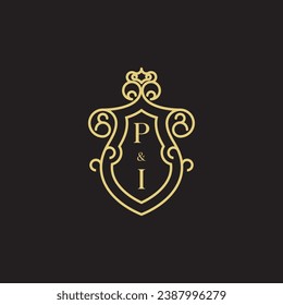 PI line vintage initial logo in high quality professional design that will print well across any print media