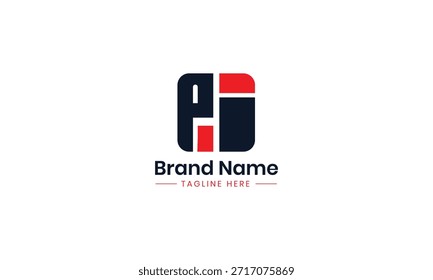 PI-Logo. PI-Design Schwarzer und roter IP-Buchstabe. IP-Buchstabe Logo Design Initial Buchstabe PI Monogramm Logo. 